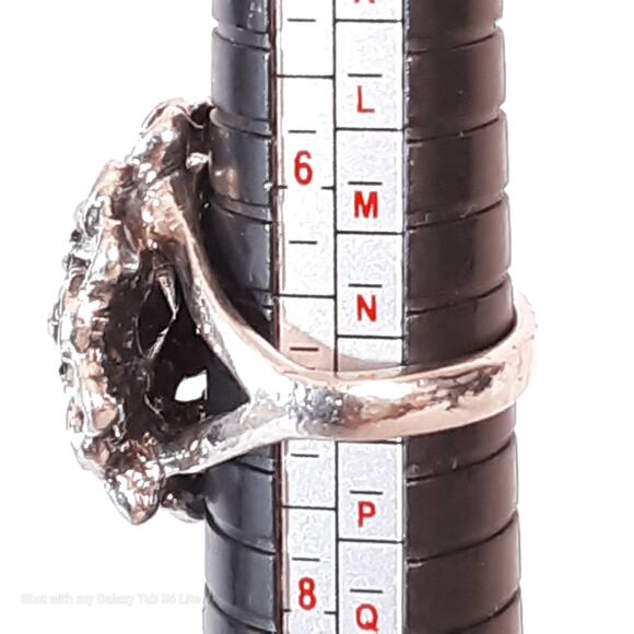 Large Cocktail Ring Central Blue Stone Surrounding Black Rhinestones - Picture 7 of 7